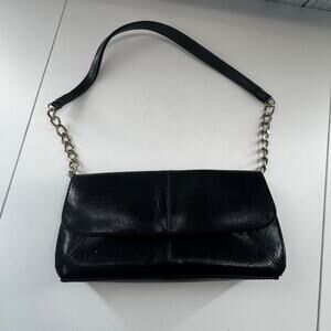 Y2K Style Liz Claiborne Black Shoulder Purse w/ Black & Gold Chain Link Strap